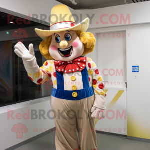 Beige clown maskot kostym...