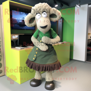 Olive Sheep maskot kostym...
