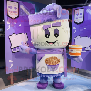 Lavender Ramen mascot costume character dressed with a Long Sleeve Tee and Pocket squares