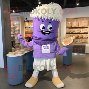Lavender Ramen mascot costume character dressed with a Long Sleeve Tee and Pocket squares