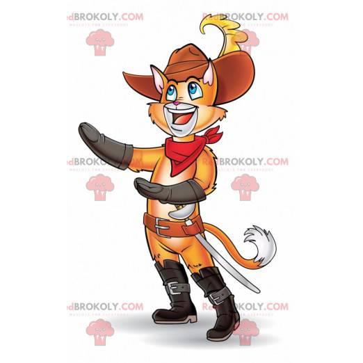 Mascota de gato con botas naranja - Redbrokoly.com