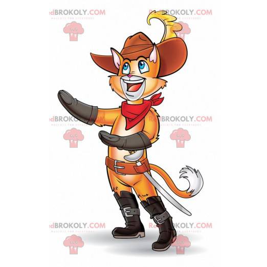 Mascote de gatinha laranja em botas - Redbrokoly.com