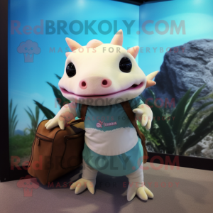 Cream Axolotls maskot...