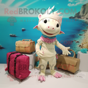 Cream Axolotls maskot...