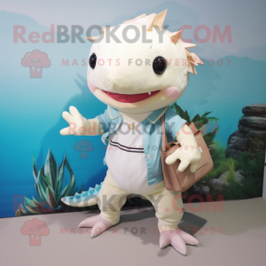 Cream Axolotls maskot...