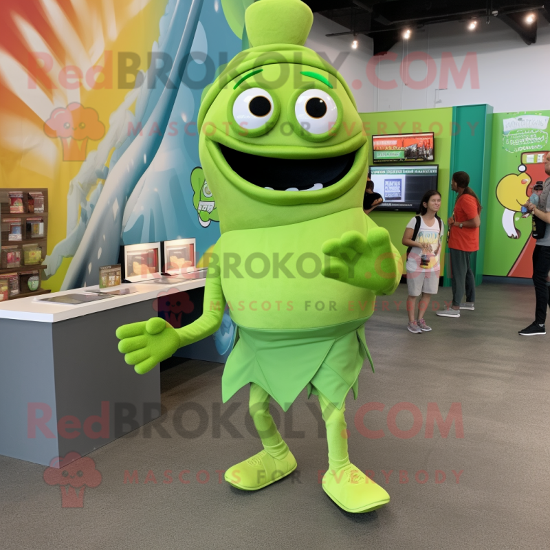 Lime Green Tacos mascot costume character dressed with a Capri Pants and Anklets Lime Green Tacos mascot costume character dressed with a Capri Pants and Anklets