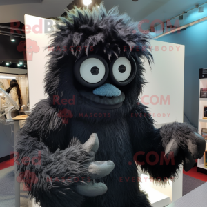 Black Yeti mascot costume character dressed with a Dress Shirt and Eyeglasses
