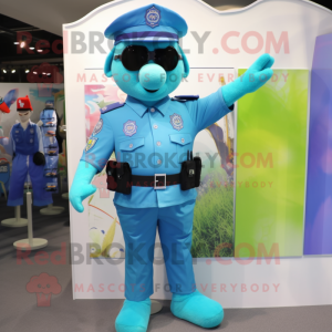 Cyan-Polizisten Maskottchen...