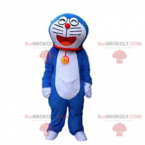 Costume de Doraemon, célèbre chat robot bleu et blanc -