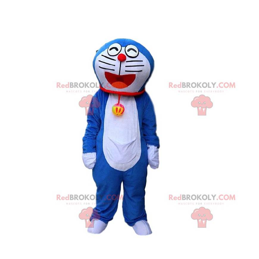 Costume de Doraemon, célèbre chat robot bleu et blanc -