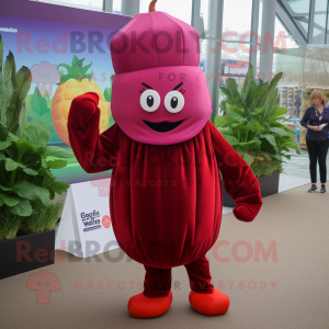 Red Beet mascot costume character dressed with a Cover-up and Headbands