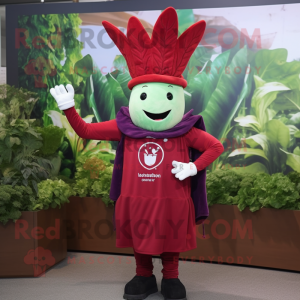 Red Beet mascot costume character dressed with a Cover-up and Headbands