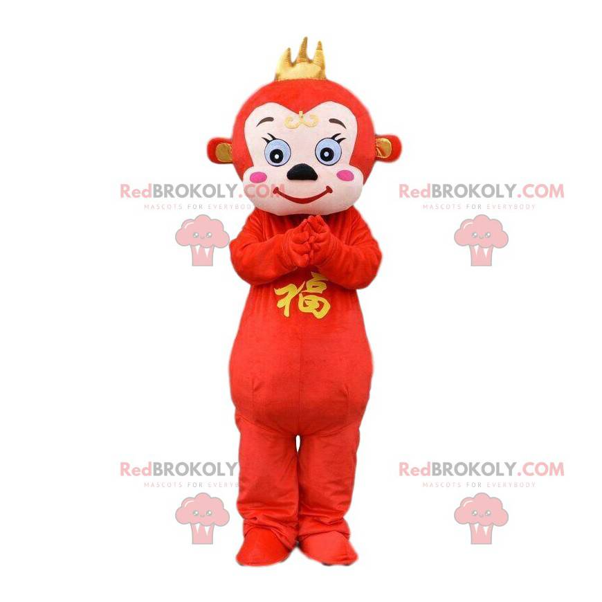 Mascota de mono rojo de peluche, disfraz de tití -