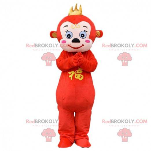 Mascota de mono rojo de peluche, disfraz de tití -