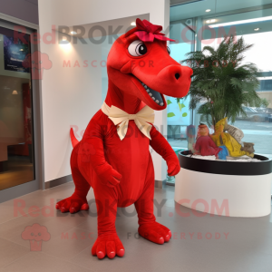 Roter Iguanodon Maskottchen...