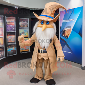 Tan Wizard maskot kostume...