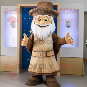 Tan Wizard maskot kostume...