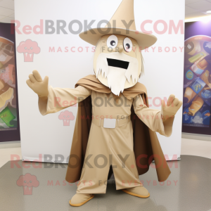 Tan Wizard maskot kostume...