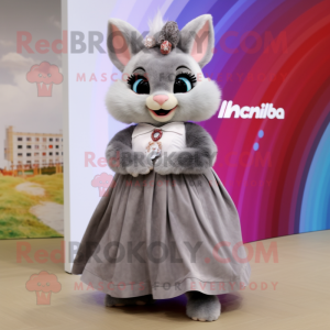 nan Chinchilla mascot costume character dressed with a Maxi Skirt and Earrings