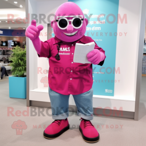 Magenta Pink maskot kostume...