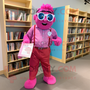 Magenta Pink maskot kostume...
