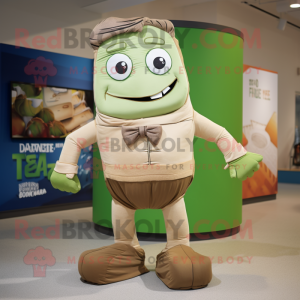 Tan Frankenstein mascot costume character dressed with a Yoga Pants and Pocket squares
