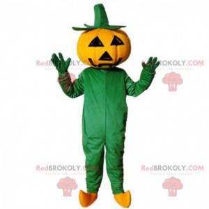 Reusachtige Halloween-pompoenmascotte, Halloween-kostuum -