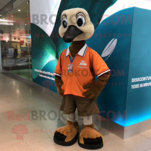 Brown Gosling mascot costume character dressed with a Rash Guard and Anklets