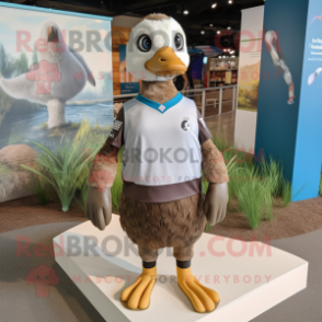 Brown Gosling mascot costume character dressed with a Rash Guard and Anklets