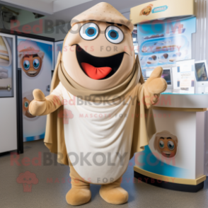 Tan Gyro mascot costume character dressed with a Romper and Wraps