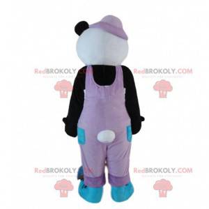 Panda maskot, svart og hvit bjørn kledd i rosa - Redbrokoly.com