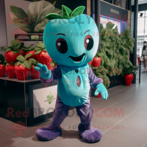 Teal Aardbei mascotte...