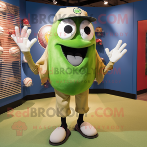 Olive Baseball Glove mascot costume character dressed with a Bikini and Tie pins