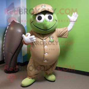 Olive Baseball Glove mascot costume character dressed with a Bikini and Tie pins