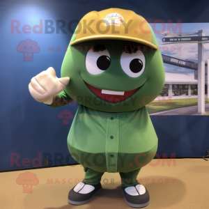 Olive Baseball Glove mascot costume character dressed with a Bikini and Tie pins