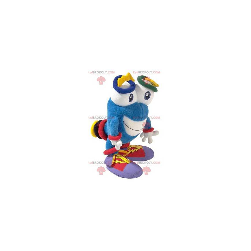 Mascotte de bonhomme bleu avec de grands yeux - Redbrokoly.com