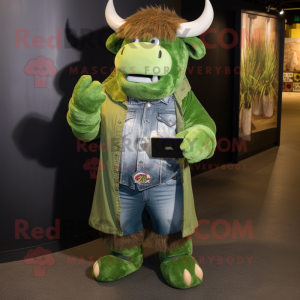 Grøn Buffalo maskot kostume...