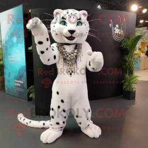 Hvit leopard maskot drakt...