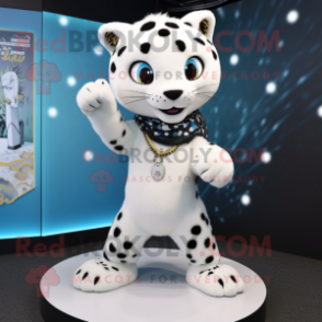 White Leopard mascot costume character dressed with a Culottes and Bracelets