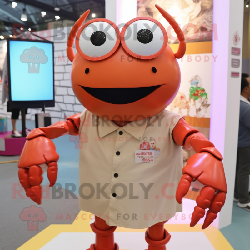 nan Crab mascot costume character dressed with a Button-Up Shirt and Necklaces nan Crab mascot costume character dressed with a Button-Up Shirt and Necklaces