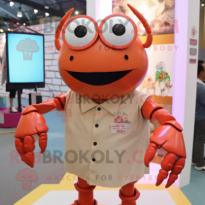 nan Crab mascot costume character dressed with a Button-Up Shirt and Necklaces