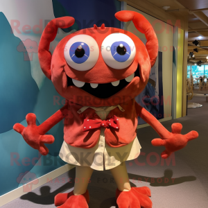 nan Crab mascot costume character dressed with a Button-Up Shirt and Necklaces