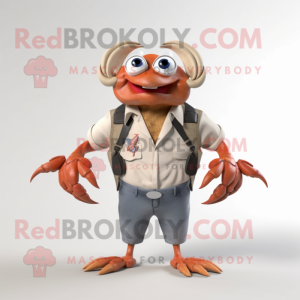 nan Crab mascot costume character dressed with a Button-Up Shirt and Necklaces