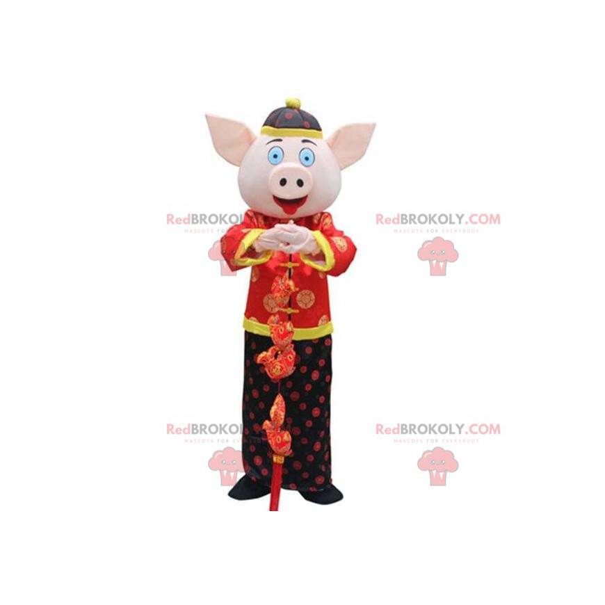 Traje de porco em traje tradicional asiático - Redbrokoly.com