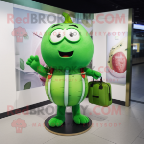 Green Melon mascot costume character dressed with a Rash Guard and Handbags