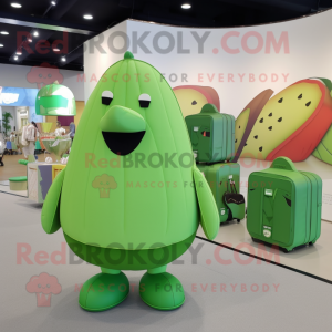 Green Melon mascot costume character dressed with a Rash Guard and Handbags