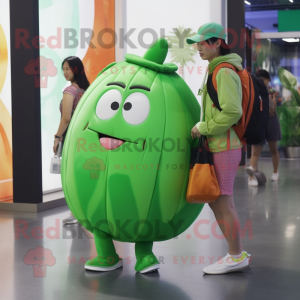 Green Melon mascot costume character dressed with a Rash Guard and Handbags