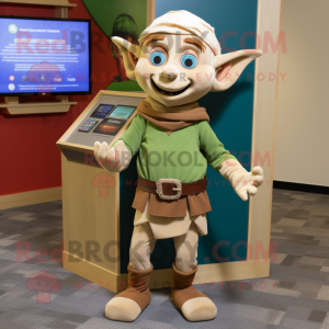 Tan Elf maskot drakt figur...