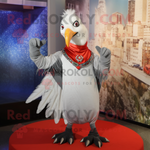 Silver Pheasant mascot costume character dressed with a Flare Jeans and Shawls