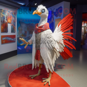 Silver Pheasant mascot costume character dressed with a Flare Jeans and Shawls